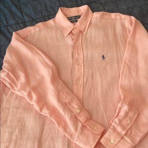 Ralph Lauren Light Pink Linen Button Down Shirt